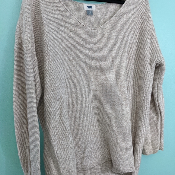 Old Navy XXL Oversized Long Sleeve V Neck Tan Sweater - Picture 4 of 6